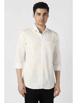 Peter England - Men White Slim Fit Solid Full Sleeves Casual Shirt