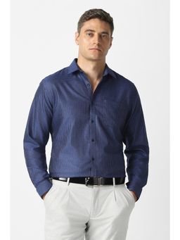 Van Heusen - Men Navy Check Full Sleeves Formal Shirt