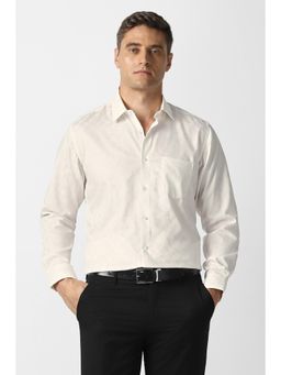 Van Heusen - Men Beige Textured Full Sleeves Wedding Shirt