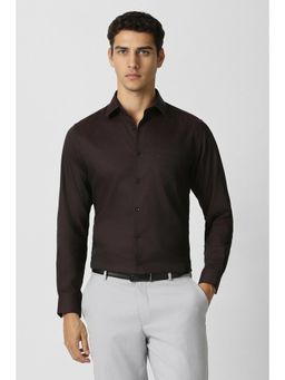 Van Heusen - Men Brown Textured Full Sleeves Wedding Shirt