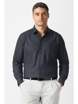 Van Heusen - Men Navy Textured Full Sleeves Wedding Shirt