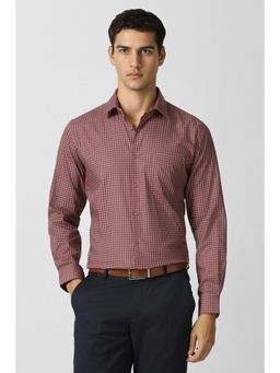 Van Heusen - Men Maroon Check Full Sleeves Formal Shirt
