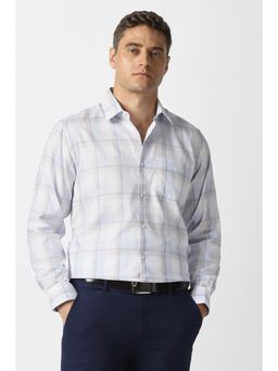 Van Heusen - Men Light Blue Check Full Sleeves Formal Shirt
