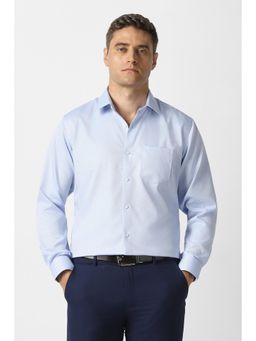 Van Heusen - Men Light Blue Textured Full Sleeves Formal Shirt