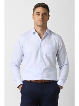 Van Heusen - Men Light Blue Textured Full Sleeves Formal Shirt