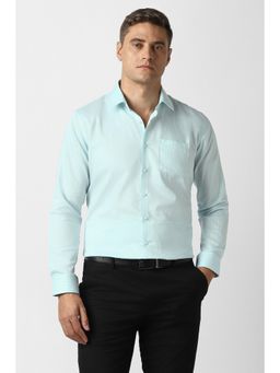 Van Heusen - Men Light Blue Textured Full Sleeves Formal Shirt