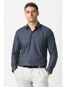 Van Heusen - Men Navy Stripe Full Sleeves Formal Shirt