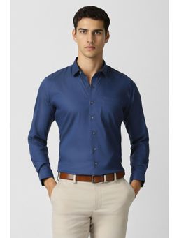 Van Heusen - Men Navy Solid Full Sleeves Formal Shirt