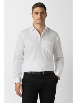 Van Heusen - Men Off White Textured Full Sleeves Formal Shirt