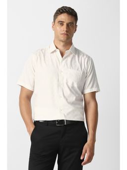 Van Heusen - Men Beige Textured Half Sleeves Wedding Shirt