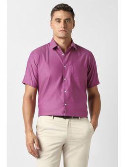 Van Heusen - Men Pink Textured Half Sleeves Wedding Shirt