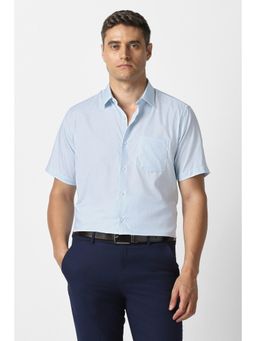 Van Heusen - Men Light Blue Textured Half Sleeves Wedding Shirt