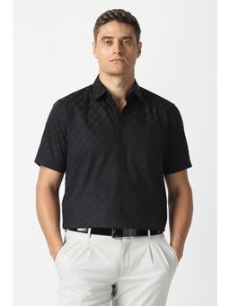 Van Heusen - Men Black Textured Half Sleeves Wedding Shirt