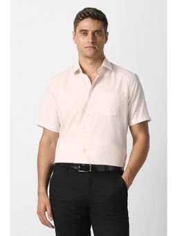 Van Heusen - Men Peach Textured Half Sleeves Wedding Shirt