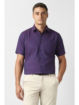 Van Heusen - Men Purple Textured Half Sleeves Wedding Shirt