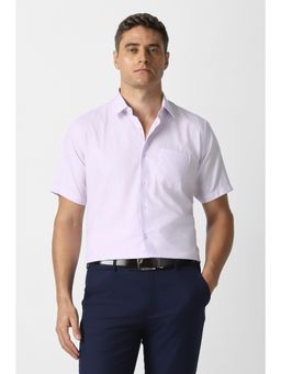 Van Heusen - Men Lilac Textured Half Sleeves Wedding Shirt