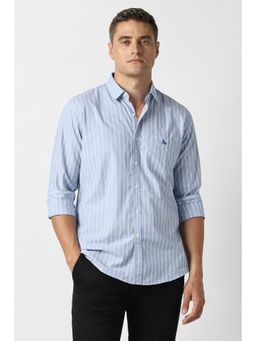 Van Heusen - Men Light Blue Stripe Full Sleeves Casual Shirt