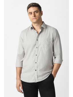 Van Heusen - Men Grey Textured Full Sleeves Casual Shirt