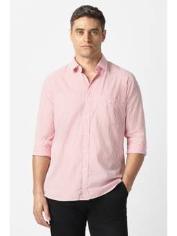 Van Heusen - Men Pink Stripe Full Sleeves Casual Shirt