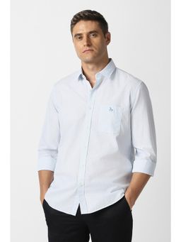 Van Heusen - Men Light Blue Textured Full Sleeves Casual Shirt