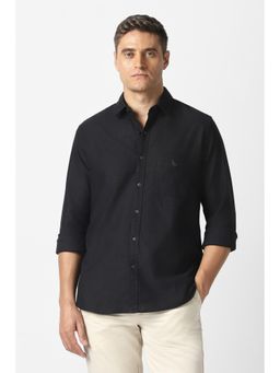 Van Heusen - Men Black Textured Full Sleeves Casual Shirt