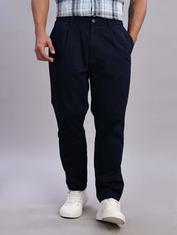Tommy Hilfiger - Mens Navy Blue Solid Casual Trouser