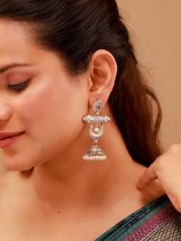 Voylla - Antique Elegance Crescent Pearl Jhumka Earrings