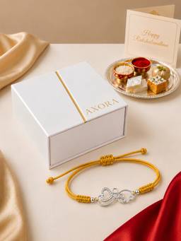 Axora Life - 925 Sterling Silver Infinity Love Braided Rakhi with Roli Chawal