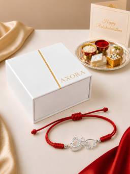 Axora Life - 925 Sterling Silver Infinity Love Braided Rakhi with Roli Chawal