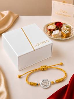 Axora Life - 925 Sterling Silver Lord Ganesha Braided Rakhi with Roli Chawal