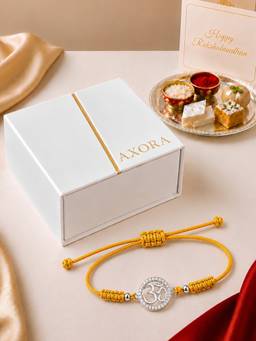 Axora Life - 925 Sterling Silver Om Braided Rakhi with Roli Chawal