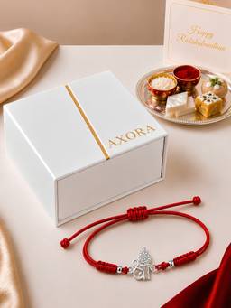 Axora Life - 925 Sterling Silver Shree Braided Rakhi with Roli Chawal