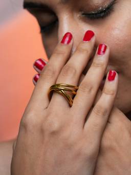 BeAbhika - Twisted Gold Tone Statement Ring