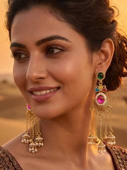 NUI - Gold Plated Kashmiri Jhumka Earrings
