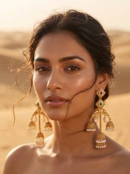 NUI - Gold Plated Multi-Color Kashmiri Jhumka Earrings