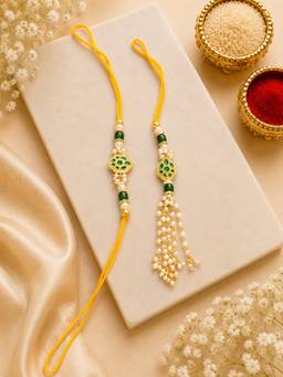 Silvermerc Designs - Green Floral Pearl Lumba and Rakhi