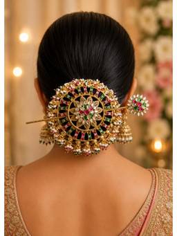 Viana Jewels - Multi-Color Stone Beads Hair Bun