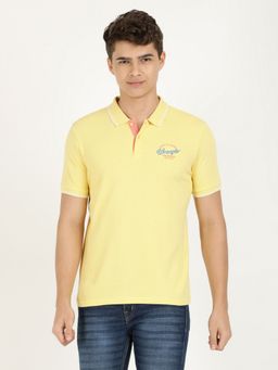 Wrangler - Men Solid Yellow Polo T-Shirt (Regular)