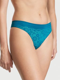 Victoria's Secret - Seamless Posey Lace Thong Panty Blue