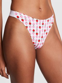 Victoria's Secret - Pink Logo Cotton High-Leg Thong Panty White