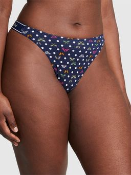 Victoria's Secret - Pink Logo Cotton High-Leg Thong Panty Blue