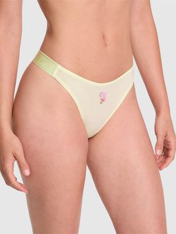 Victoria's Secret - Pink Logo Cotton High-Leg Thong Panty Green