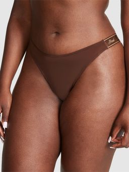 Victoria's Secret - Pink Logo High-Leg Thong Panty Brown
