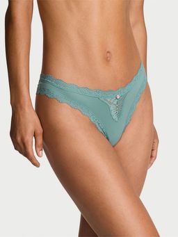 Victoria's Secret - Dream Angels Lace-Trim Thong Panty Green