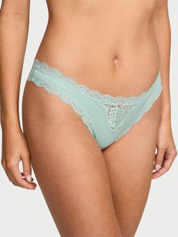 Victoria's Secret - Dream Angels Lace-Trim Thong Panty Blue