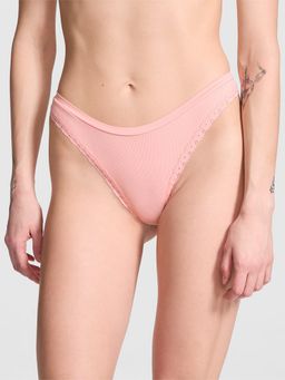 Victoria's Secret - Pink Seamless High-Leg Thong Panty Peach
