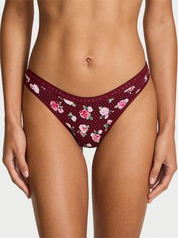 Victoria's Secret - Stretch Cotton High-Leg Scoop Thong Panty Maroon