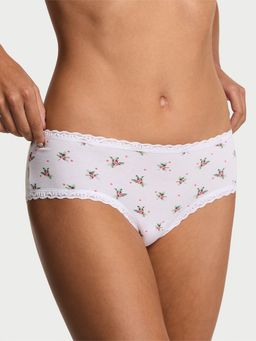 Victoria's Secret - Lace Trim Cotton Lace-Waist Cheeky Panty White