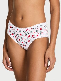 Victoria's Secret - Lace Trim Cotton Lace-Waist Cheeky Panty White