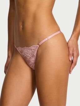 Victoria's Secret - Very Sexy Rose Lace Shimmer Adjustable V-String Panty Pink